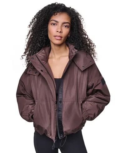 Dkny Sport Women's Hooded Oversized Jacket In Brown