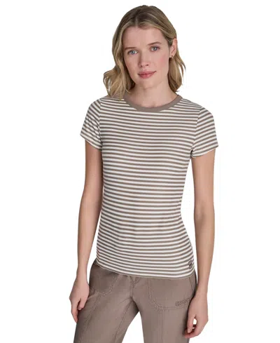 Dkny Sport Women's Hudson Rib Crew Neck T-shirt In Brown