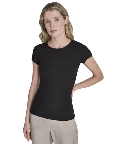 Dkny Sport Women's Hudson Rib Crew Neck T-shirt In Black