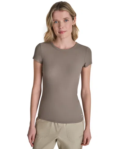 Dkny Sport Women's Hudson Rib Crew Neck T-shirt In Brown