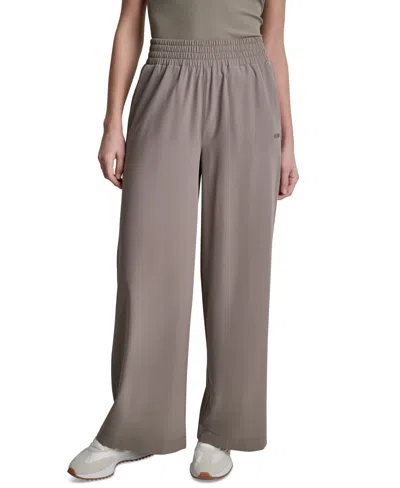 Dkny Sport Women's Hudson Stretch Wide-leg Pull-on Pants In Brown