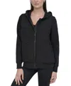 Dkny Sport Women's Mixed-media Hooded Jacket In Black