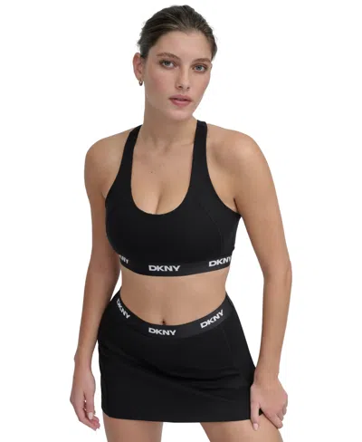 Dkny Sport Women's Logo-band Scoop-neck Racerback Sports Bra