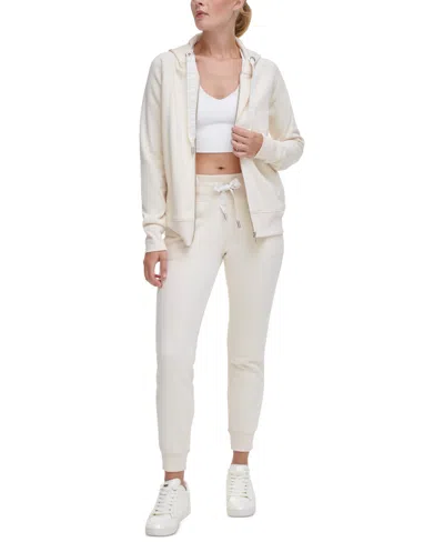 Dkny Sport Women's Logo-drawstring Fleece Jogger Sweatpants In Sand,sand