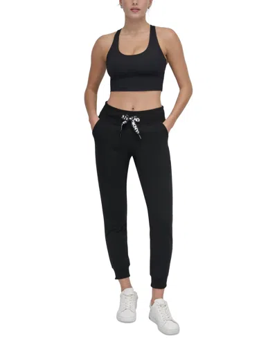 Dkny Sport Women's Logo-drawstring High-rise Joggers In Black