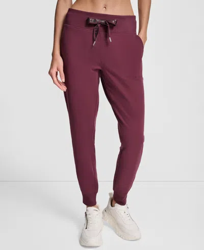 Dkny Sport Women's Logo-drawstring High-rise Joggers In Burgundy