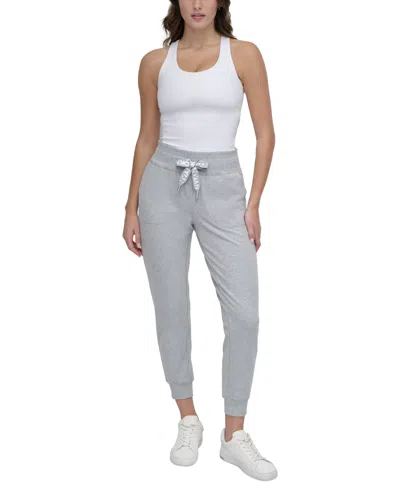 Dkny Sport Women's Logo-drawstring High-rise Joggers In Pearl Hgr