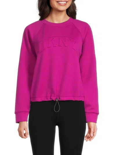 Dkny Sport Women's Logo Ribbed Sweatshirt In Orchid Glow