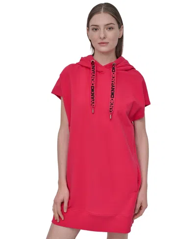 Dkny Sport Women's Logo-string Hoodie Sneaker Dress In Red