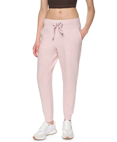 Dkny Sport Women's Logo-drawstring High-rise Joggers In Blush Pink,silver