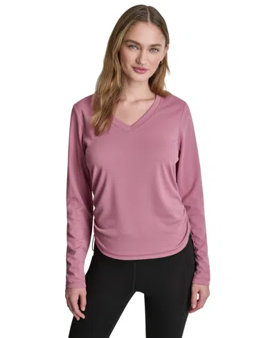 Dkny Sport Women's Long-sleeve Ruched Tech Top In Pink