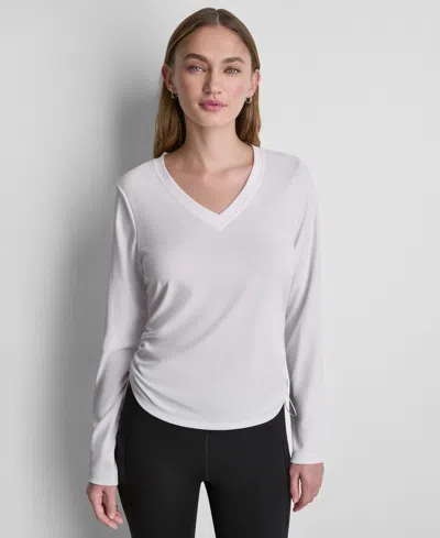 Dkny Sport Women's Long-sleeve Ruched Tech Top In White