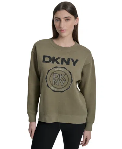 Dkny Sport Women's Medallion-logo Crewneck Sweatshirt In Multi