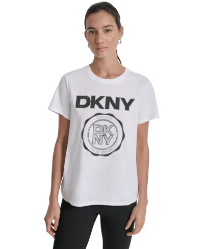 Dkny Sport Women's Medallion Logo Crewneck T-shirt In Multi