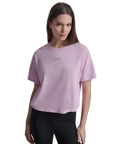 Dkny Sport Women's Metallic Bubble Logo Drop Shoulder Pull-on T-shirt In Pink