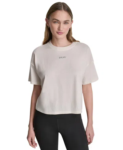 Dkny Sport Women's Metallic Bubble Logo Drop Shoulder Pull-on T-shirt In Yellow