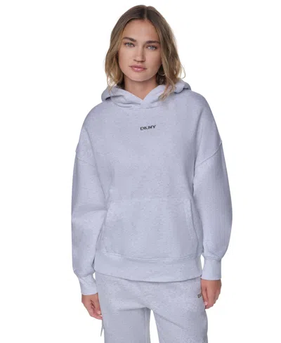 Dkny Sport Women's Metallic Bubble Logo Oversized Drop-shoulder Hoodie In White