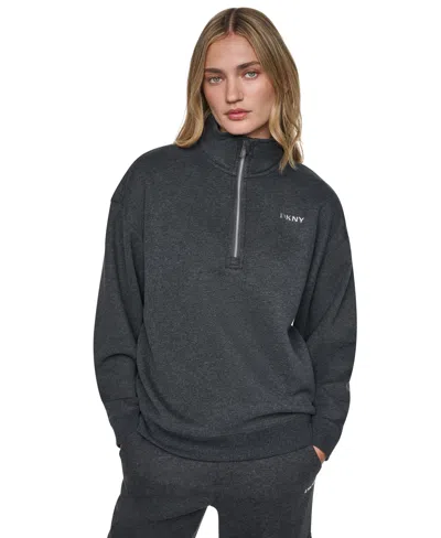 Dkny Sport Women's Metallic Bubble Logo Zipper Sweatshirt In Multi