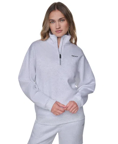 Dkny Sport Women's Metallic Bubble Logo Zipper Sweatshirt In White