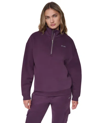 Dkny Sport Women's Metallic Bubble Logo Zipper Sweatshirt In Purple