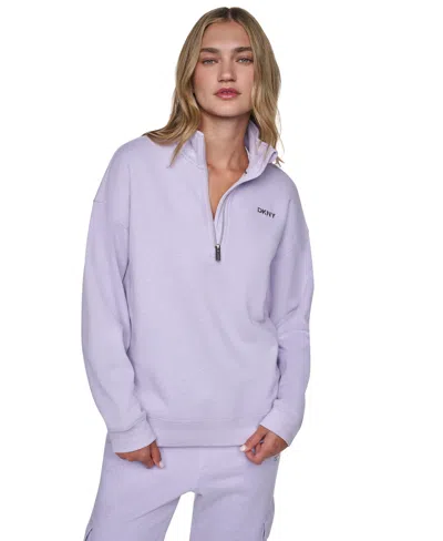 Dkny Sport Women's Metallic Bubble Logo Zipper Sweatshirt In Purple