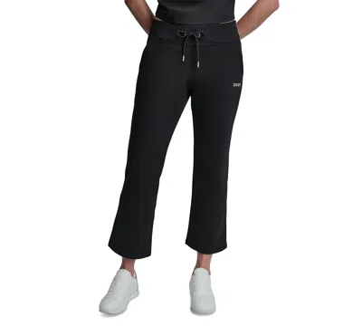 Dkny Sport Women's Metallic Bubble Mid-rise Crop Flare Pants In Black