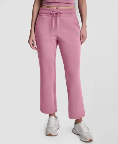 Dkny Sport Women's Metallic Bubble Mid-rise Crop Flare Pants In Pink