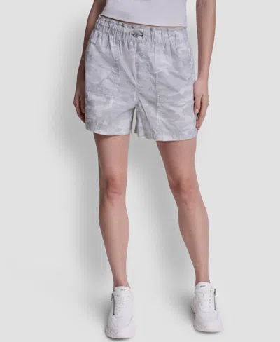 Dkny Sport Women's Mid-rise Bungee Waist Shorts In Gray