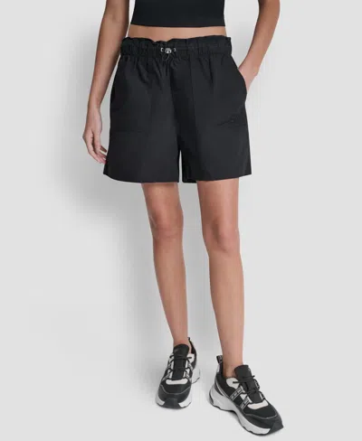 Dkny Sport Women's Mid-rise Bungee Waist Shorts In Black