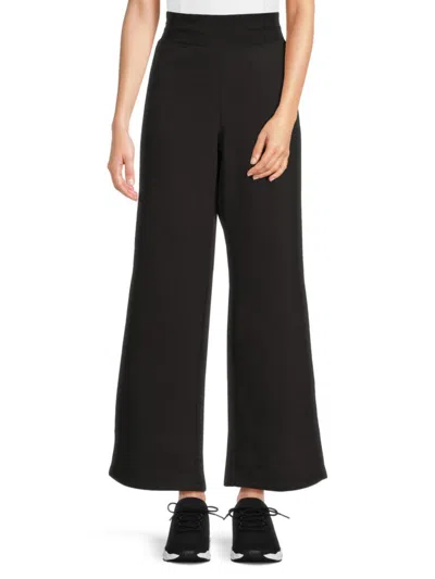 Dkny Sport Women's Mini Stud Logo Wide-leg Pants In Black