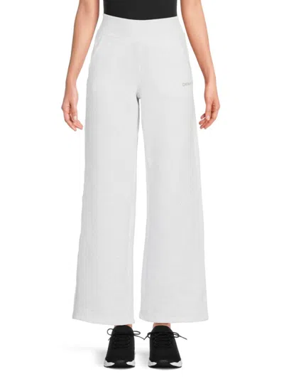 Dkny Sport Women's Mini Stud Logo Wide-leg Pants In Gray
