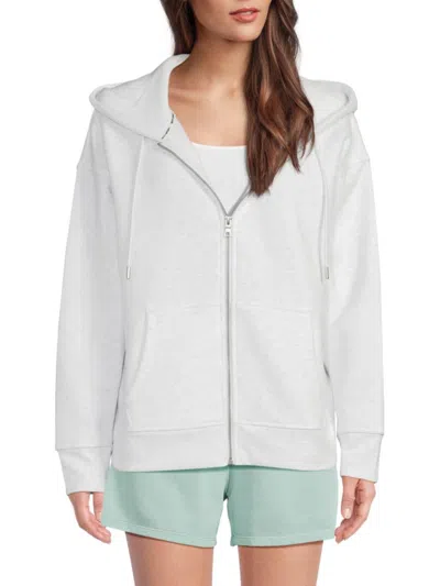 Dkny Sport Women's Mini Stud Logo Zip Hoodie In White