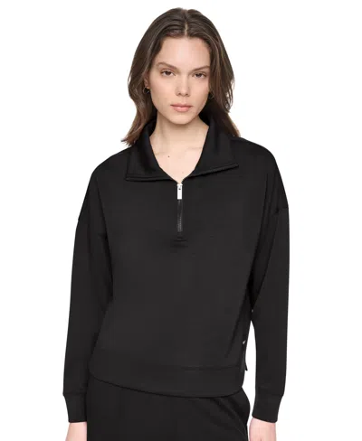 Dkny Sport Women's Mock Neck Half-zip Sweatshirt In Black