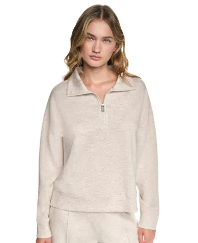 Dkny Sport Women's Mock Neck Half-zip Sweatshirt In Neutral