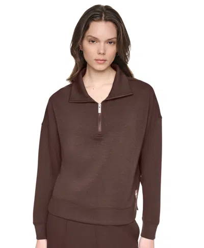 Dkny Sport Women's Mock Neck Half-zip Sweatshirt In Brown