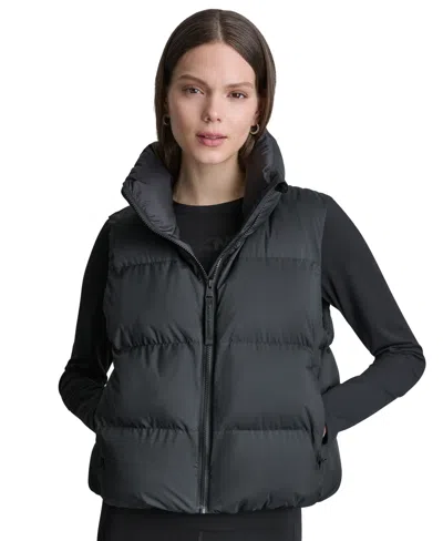 Dkny Sport Women's Mock Neck Puffer Vest In Black