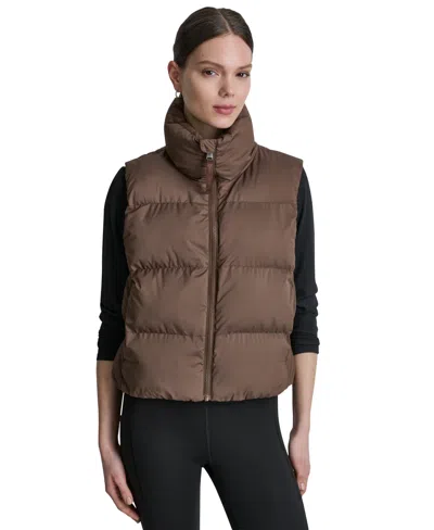 Dkny Sport Women's Mock Neck Puffer Vest In Chestnut