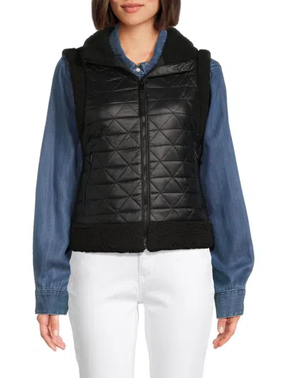 Dkny Sport Women's Mock Neck Quilted Puffer Vest In Black