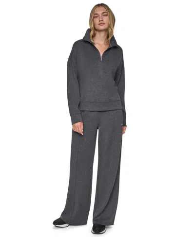 Dkny Sport Women's Mock-neck Half-zip Stretch-scuba Sweatshirt In White