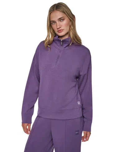 Dkny Sport Women's Mock-neck Half-zip Stretch-scuba Sweatshirt In Purple