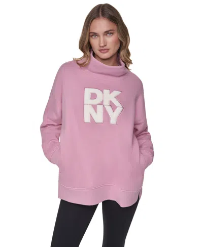 Dkny Sport Women's Mock-neck Oversized Graphic Sweatshirt In Pink