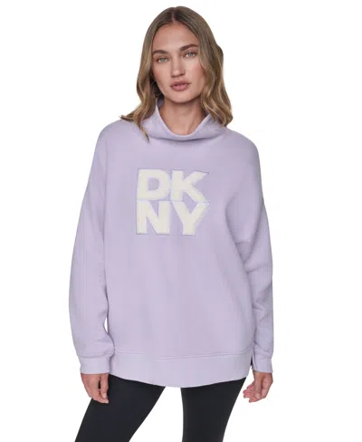 Dkny Sport Women's Mock-neck Oversized Graphic Sweatshirt In Purple
