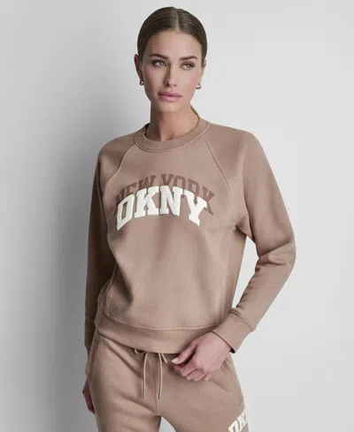 Dkny Sport Women's Ny Shadow Varsity Logo Crewneck Sweatshirt In Neutral