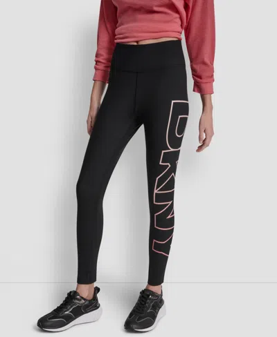 Dkny Sport Women's Ombre Logo High-waist Tights In Black