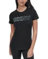 Dkny Sport Women's Ombre Outline-logo Crewneck T-shirt