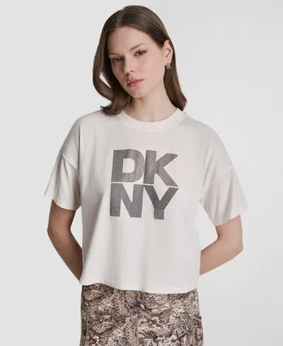 Dkny Sport Women's Ombre Rhinestone Logo Crewneck T-shirt In Multi