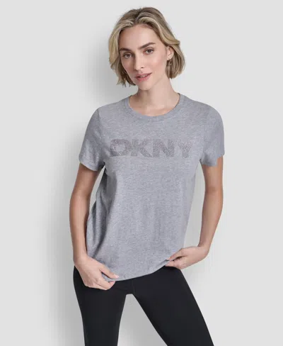 Dkny Sport Women's Ombre Rhinestone Short-sleeve Top In Gray