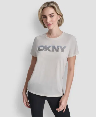 Dkny Sport Women's Ombre Rhinestone Short-sleeve Top In White