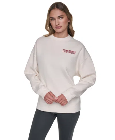 Dkny Sport Women's Oversized Crewneck Embroidered Pullover In Neutral