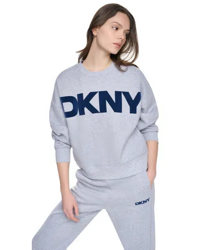 Dkny Sport Women's Oversized Graphic Blouson-sleeve Pullover Sweatshirt In Pgh,peacoat